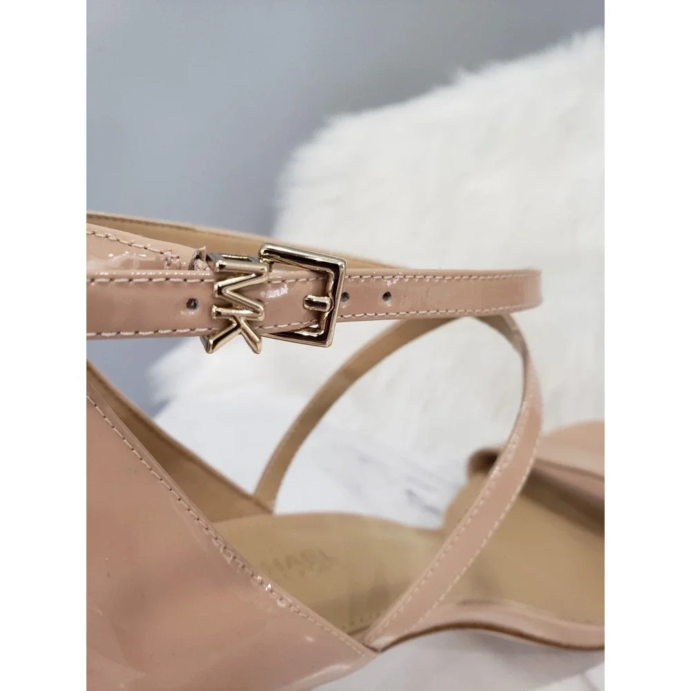 NEW‎ 9.5 MICHAEL KORS Ava Patent Leather Strappy Sandal Light Blush Pumps heel